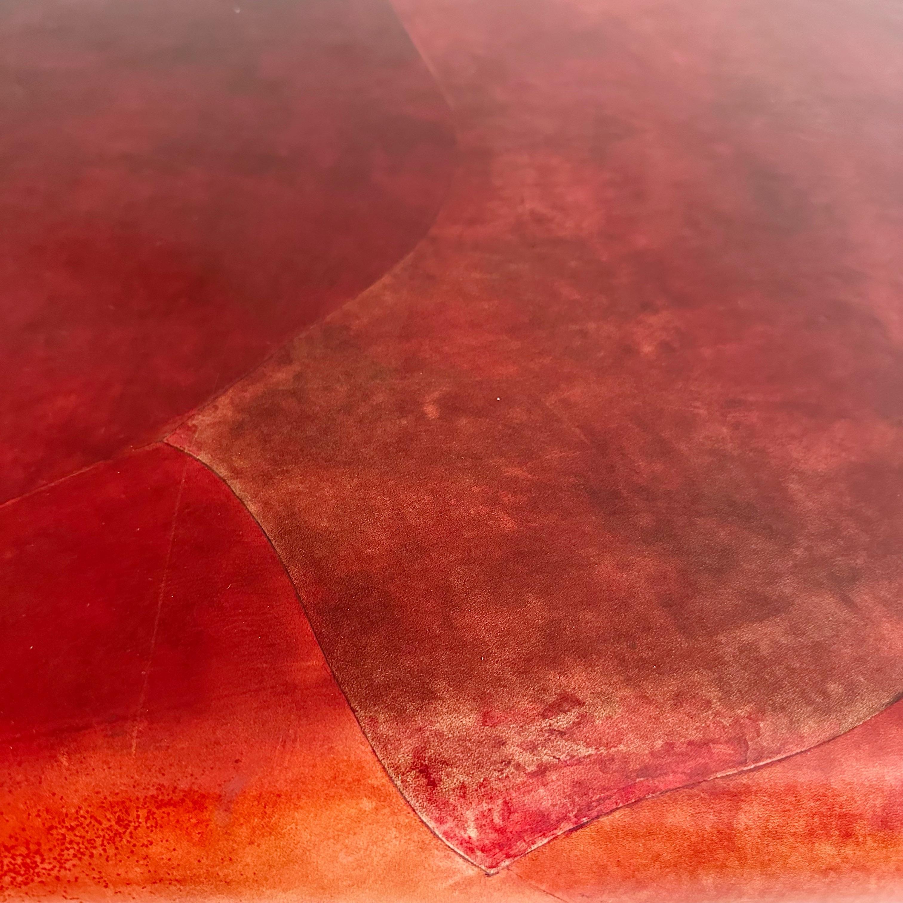 Late 20th Century Karl Springer Red Leather Coffee Table, 1980s