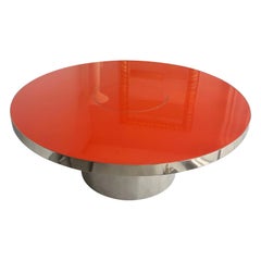 Karl Springer Red Stainless Steel Dining Table