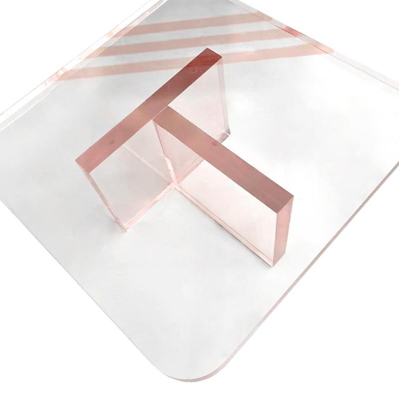 Mid-Century Modern Karl Springer Rose Pink Tinted Lucite Coffee Table For Sale