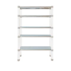 Karl Springer "Round Leg Etagere" in Solid Lucite and Steel 1980s