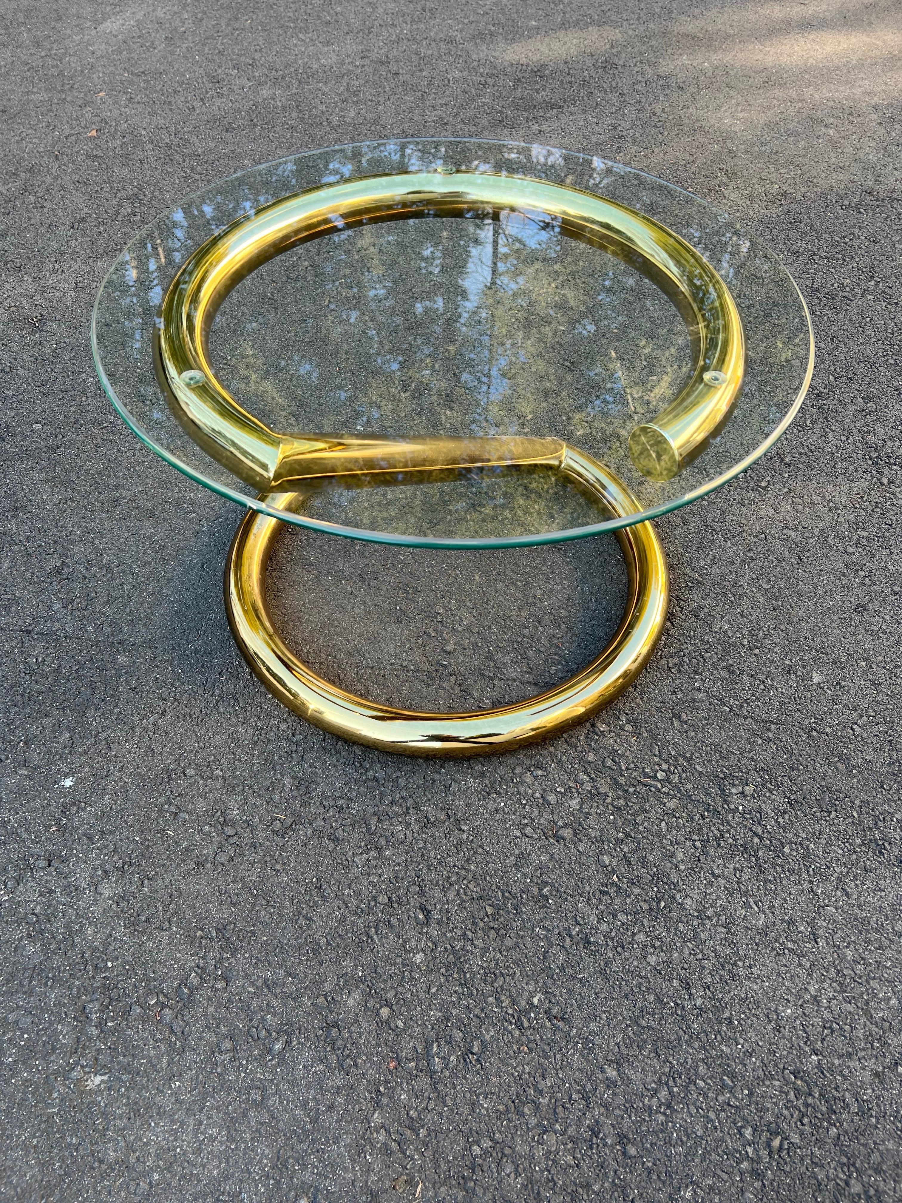 Karl Springer Style Round “Z” Table in Brass 6