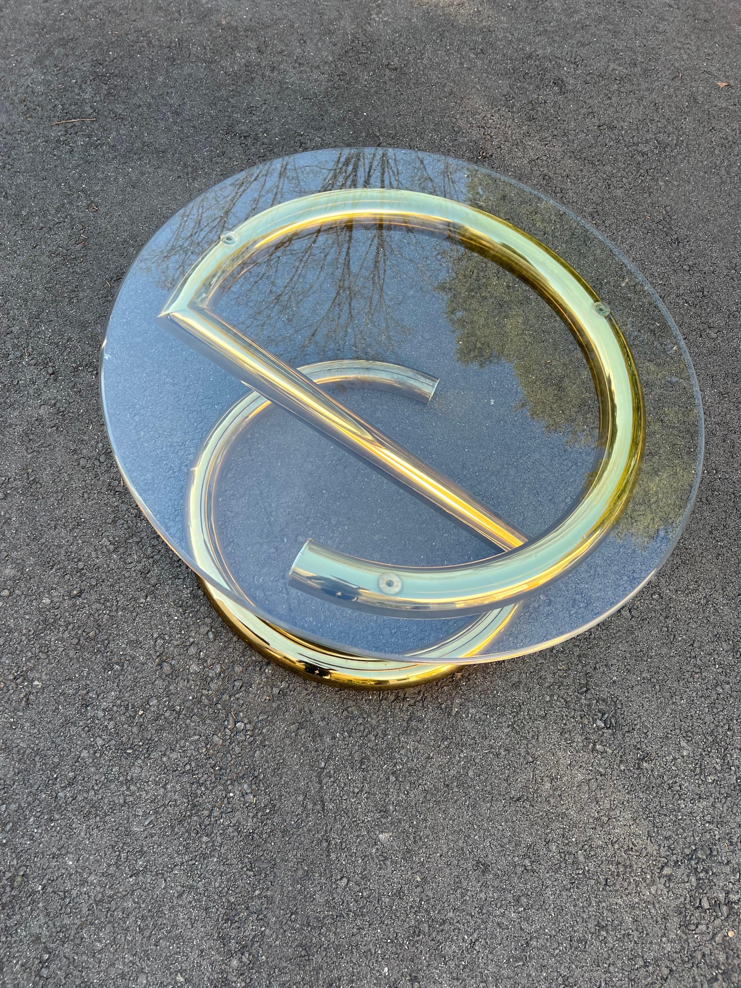 Karl Springer Style Round “Z” Table in Brass 7