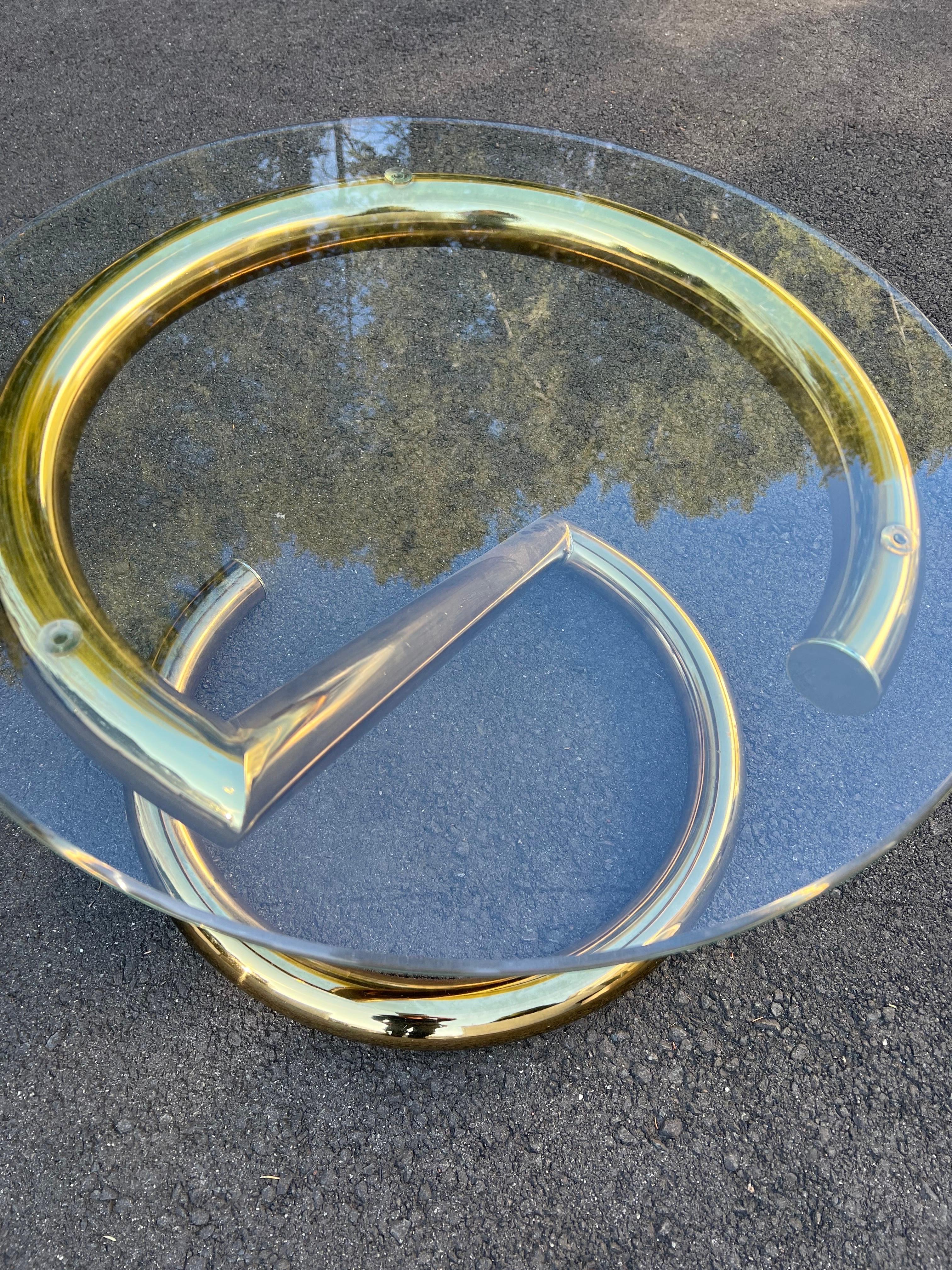 Karl Springer Style Round “Z” Table in Brass 8