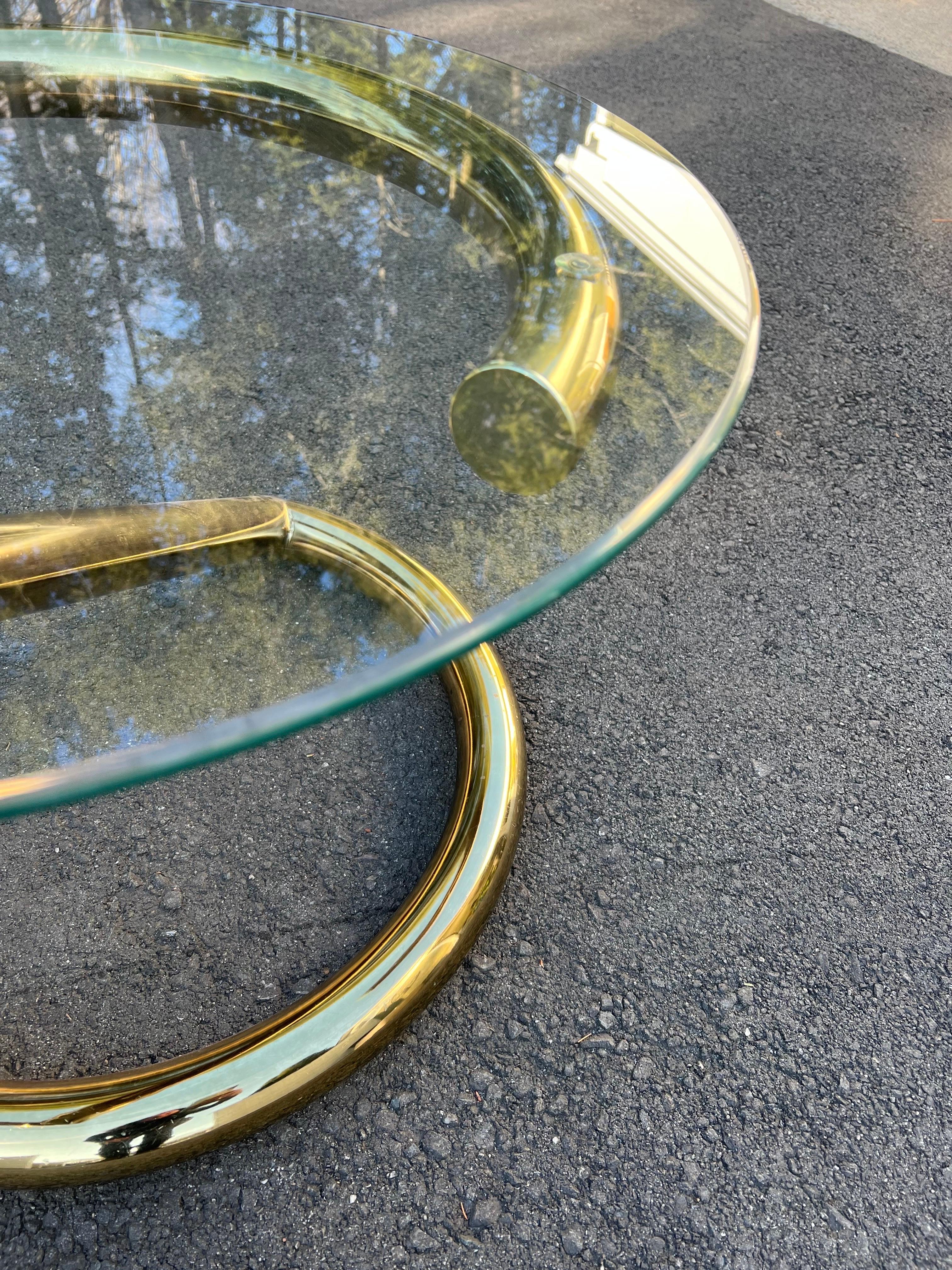 Karl Springer Style Round “Z” Table in Brass 11