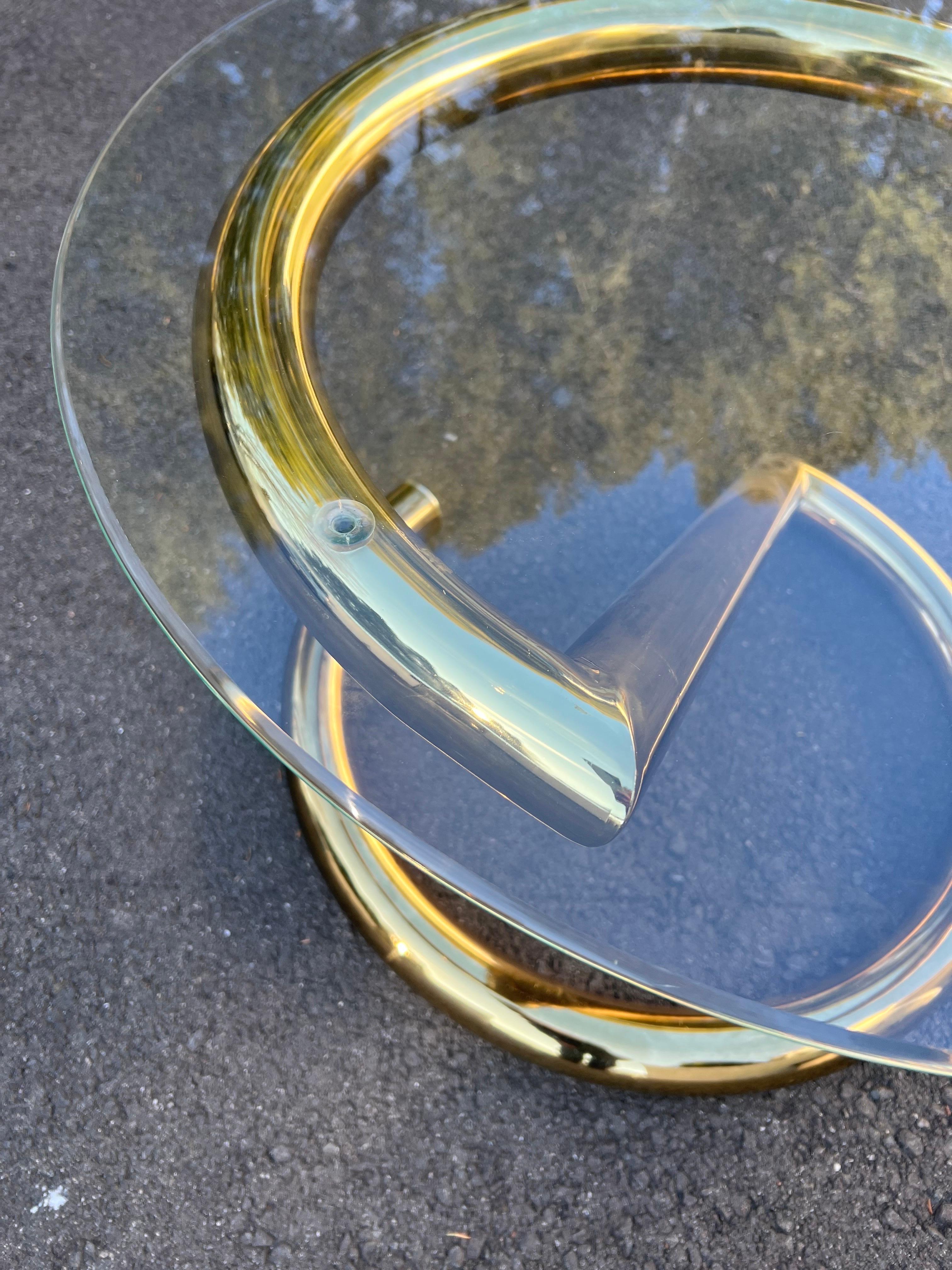 Karl Springer Style Round “Z” Table in Brass 12