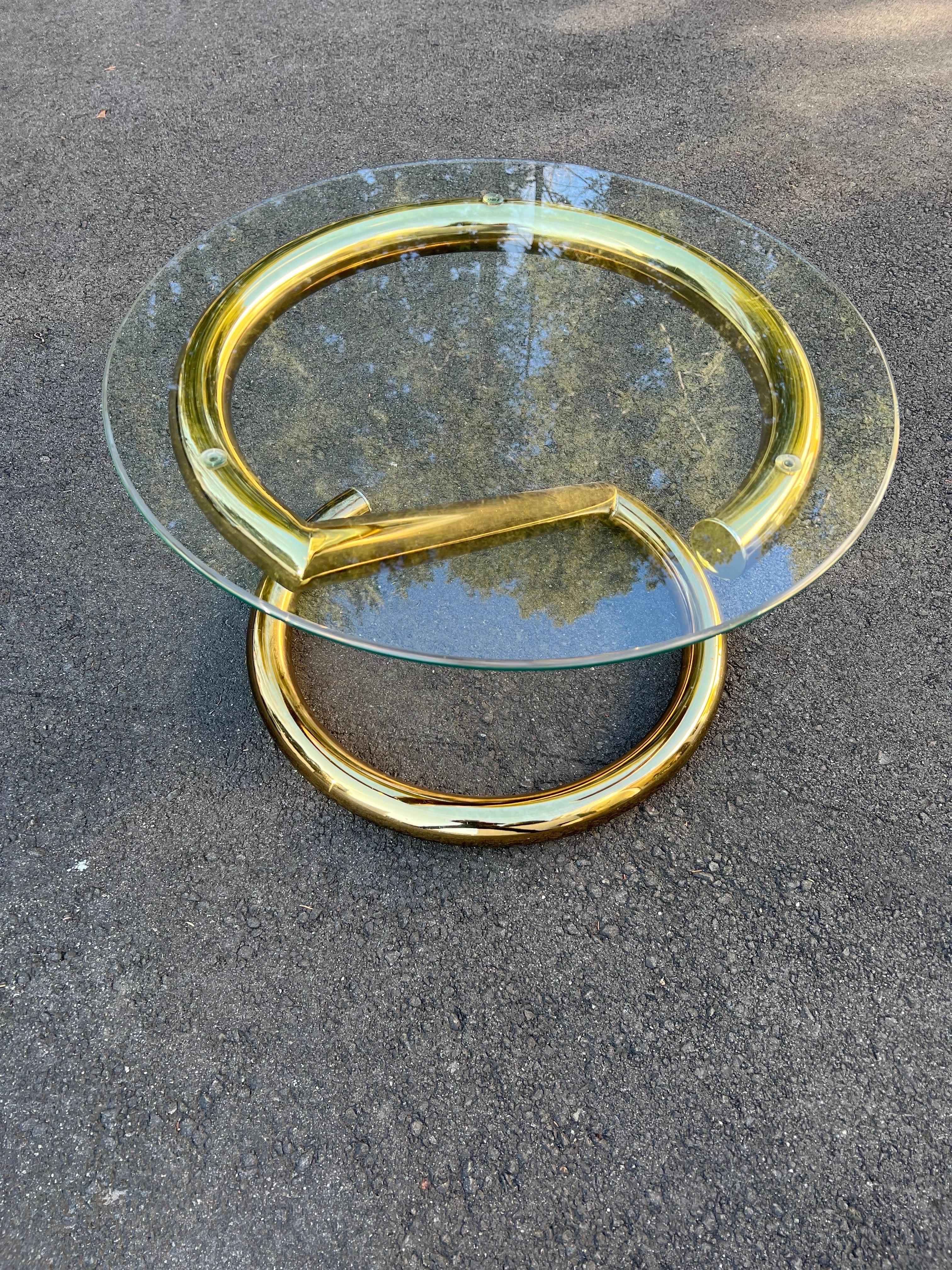 Karl Springer Style Round “Z” Table in Brass 1