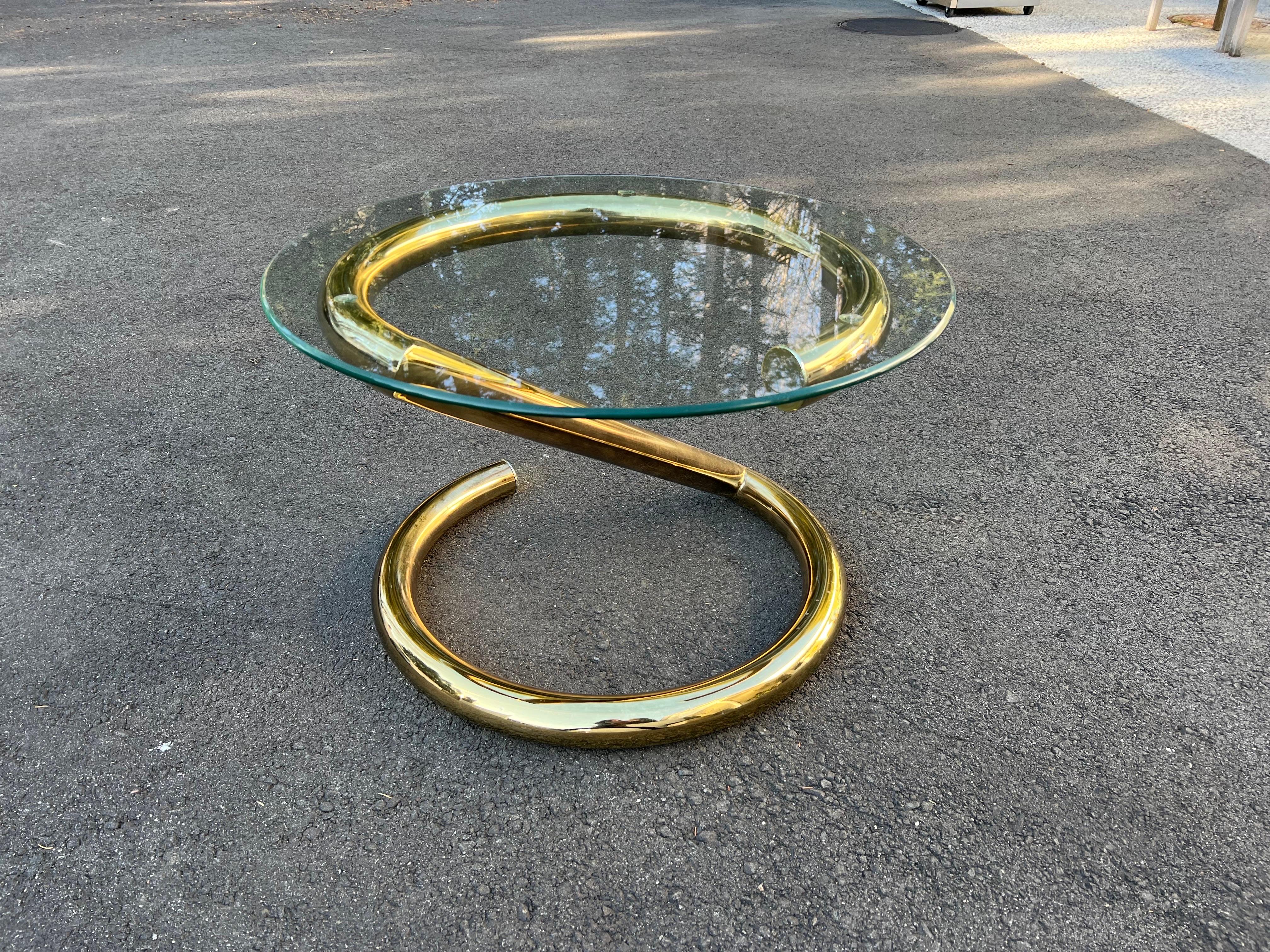 Karl Springer Style Round “Z” Table in Brass 2