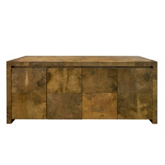 Karl Springer Rare "Royal Palm 4 Door Cabinet" in Lacquered Goatskin ca. 1990