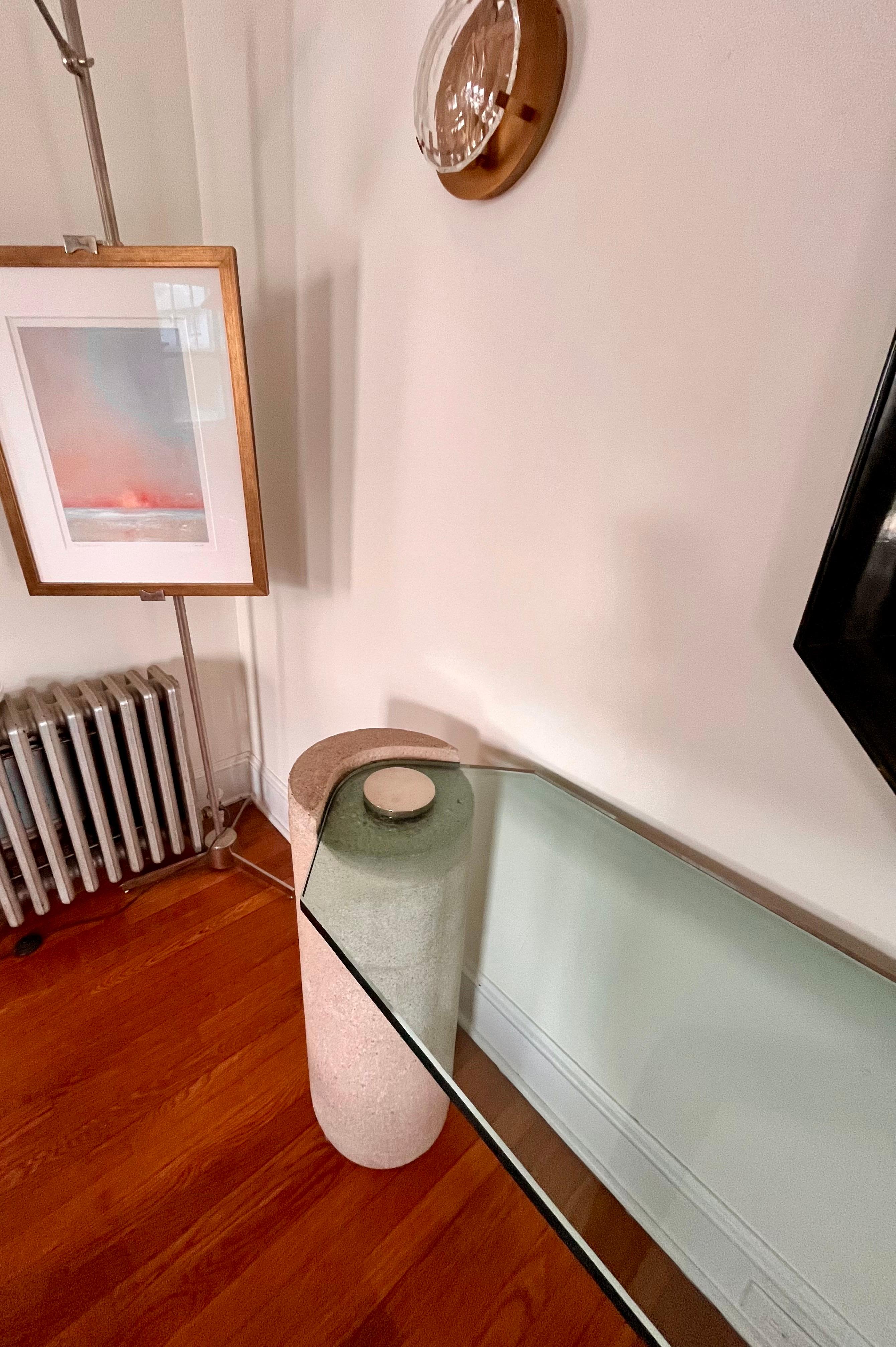 Karl Springer Sandstone Glass Console Table For Sale 5