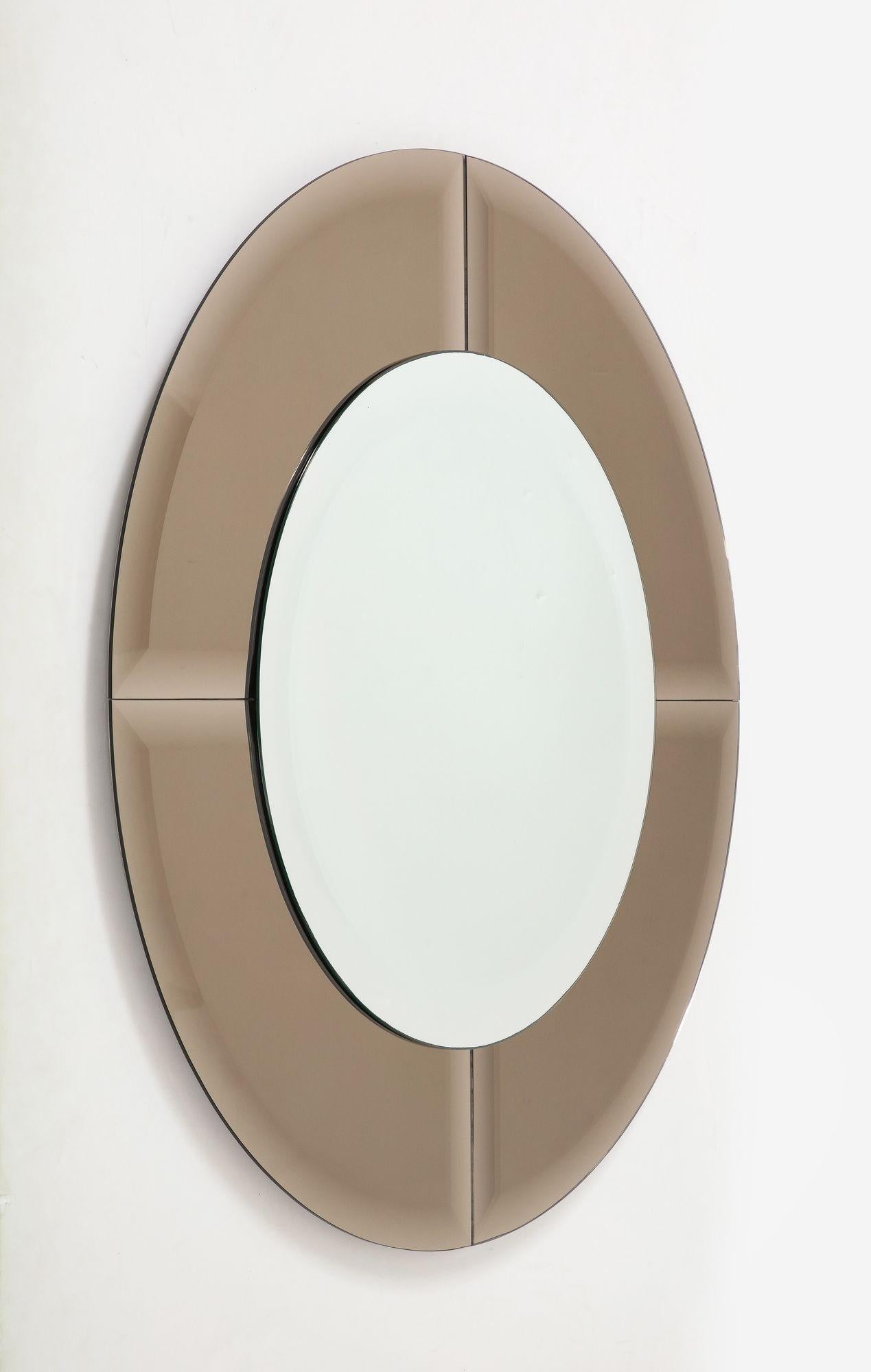 American Karl Springer Two-toned Saturn Round Mirror For Sale