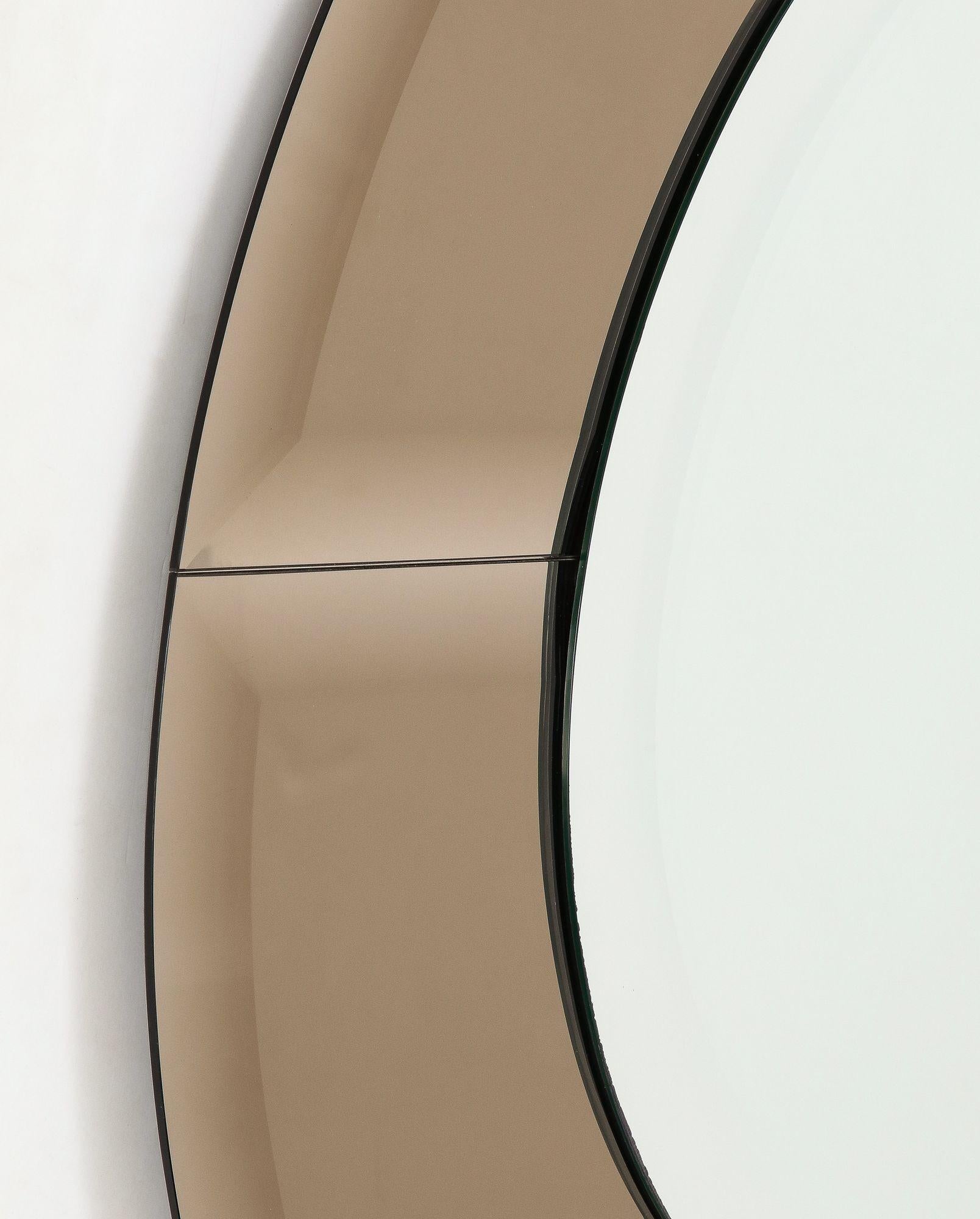Karl Springer Two-toned Saturn Round Mirror In Good Condition For Sale In New York, NY