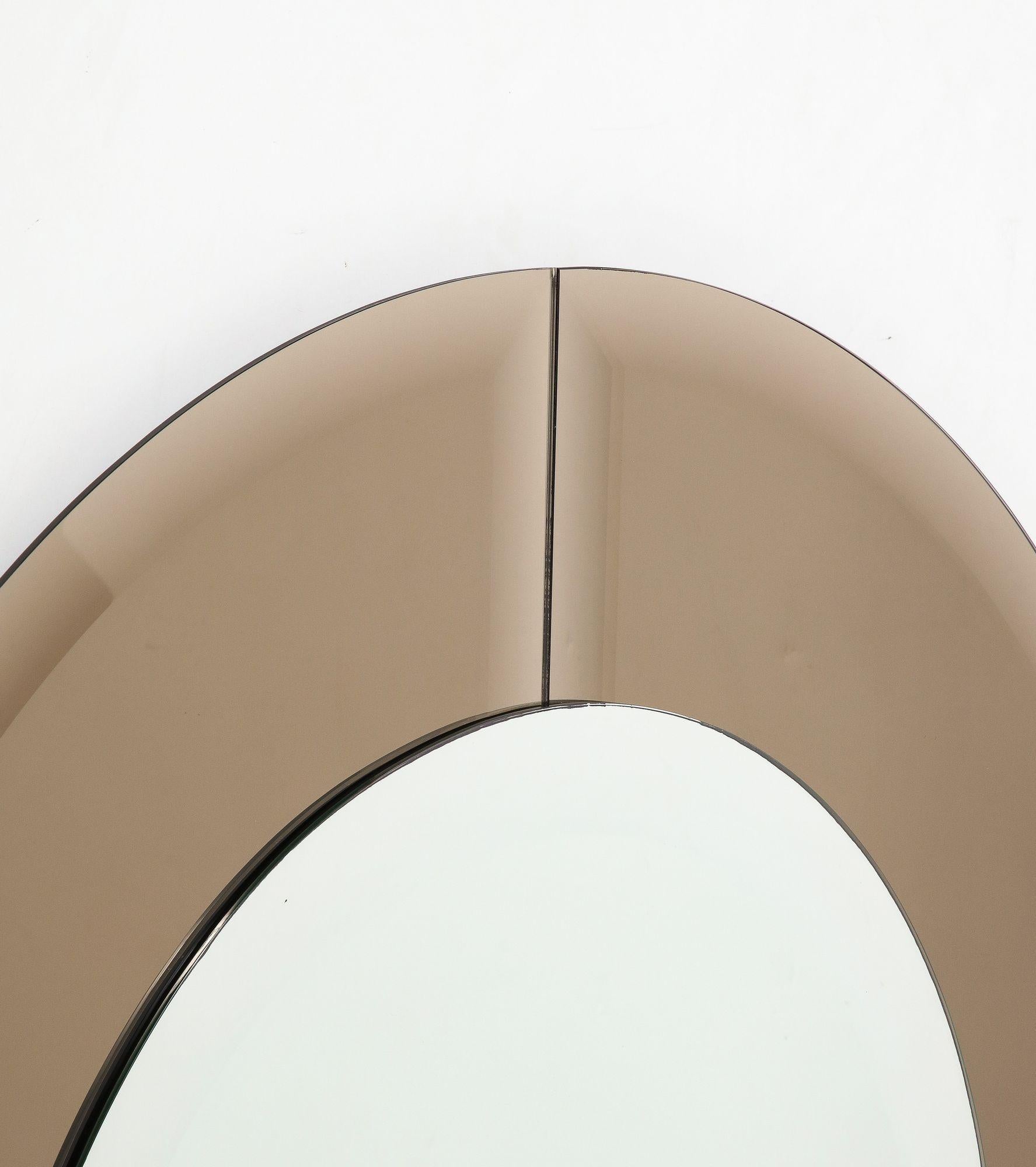 Late 20th Century Karl Springer Two-toned Saturn Round Mirror For Sale