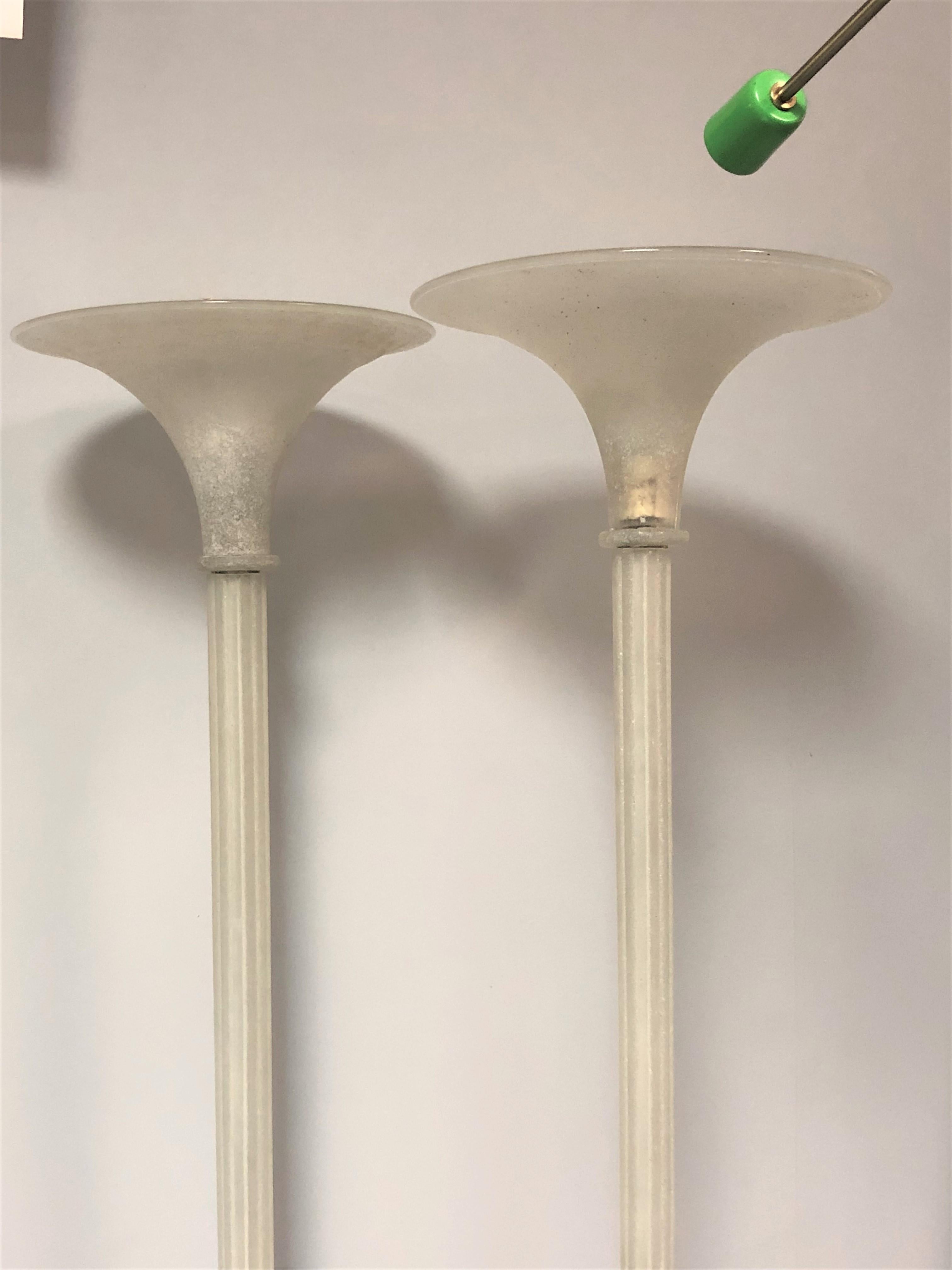 Karl Springer Scavo Murano Glass Floor Lamps Torchieres by Seguso In Good Condition In Miami, FL