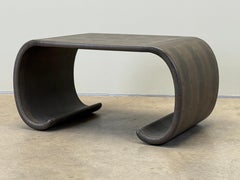 Karl Springer Scroll Table in Embossed Lizard 1988 (Signed & Dated)