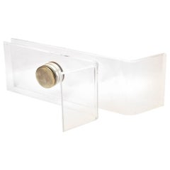 Karl Springer Sculptural Lucite Cocktail Table Base with Brass Caps Vintage