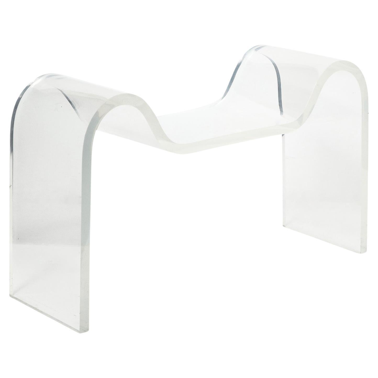 Karl Springer Sculptural Molded Lucite Bench 1970s