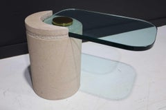 Karl Springer "Sculpture Table" in Sandstone and Brass, 1980s