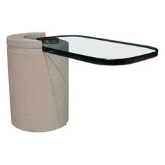 Karl Springer "Sculpture Table" in Sandstone and Brass, 1980s