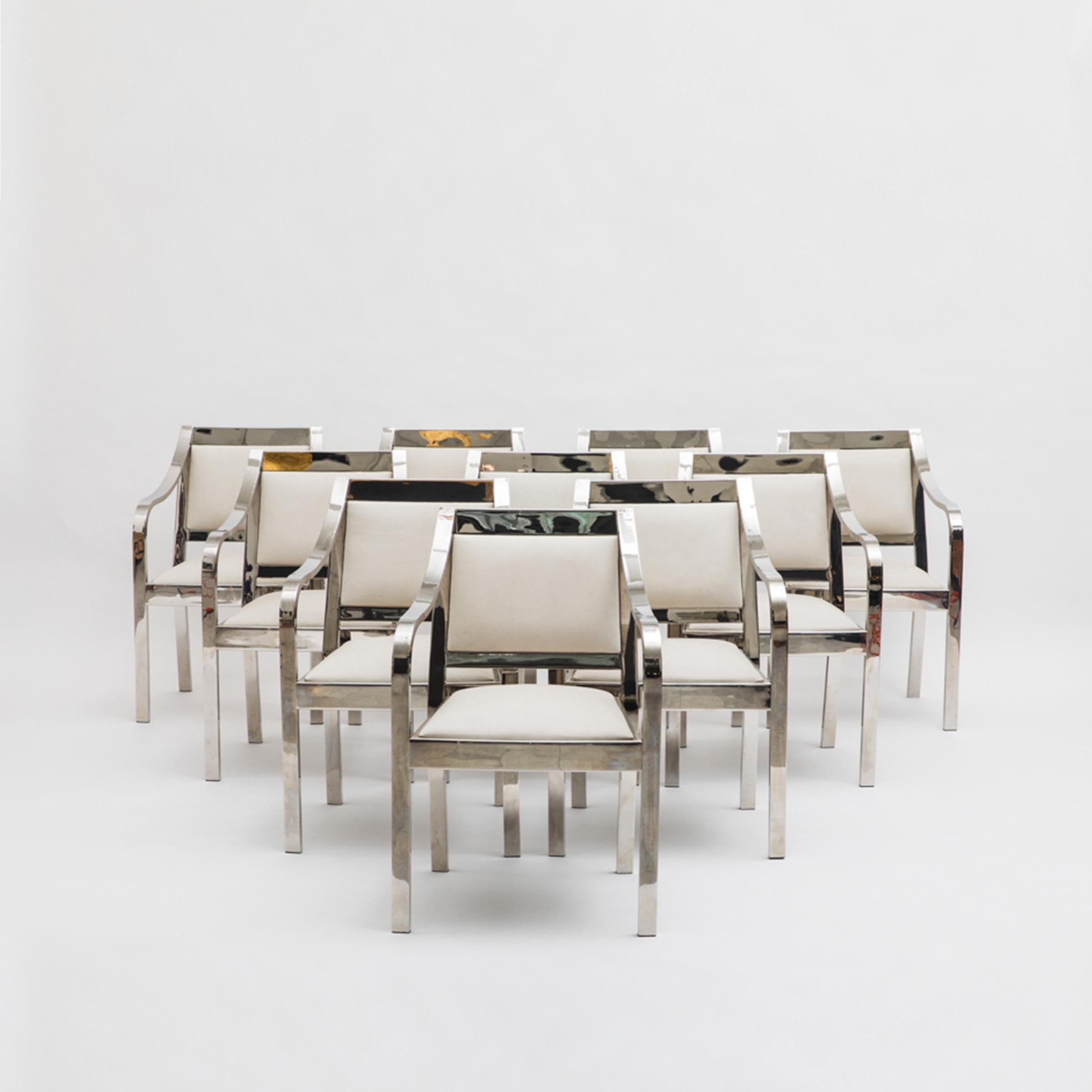 Karl Springer, Set of 10 Regency Dining Chairs, USA, 1980s