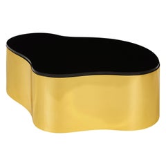 Karl Springer Set of 3 "Free Form Coffee Tables" in Polished Brass, 1980s