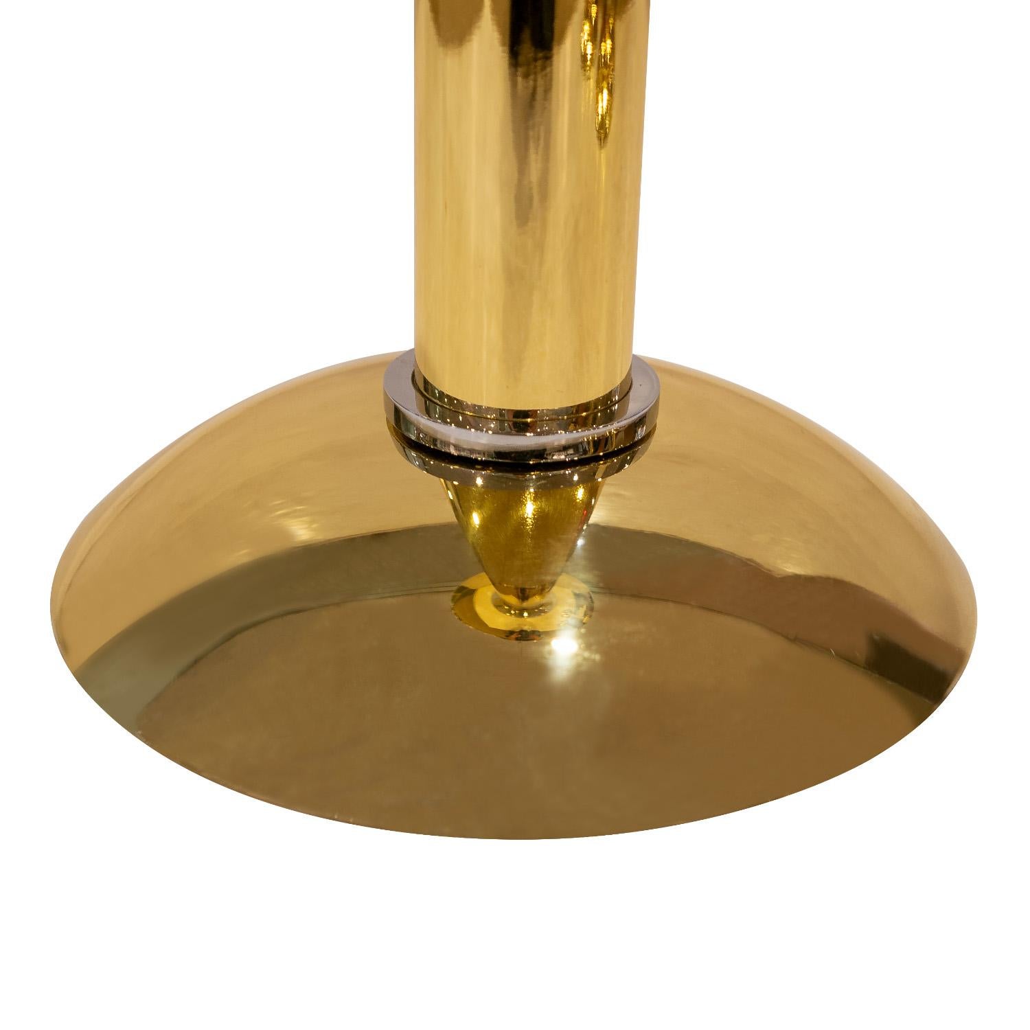 Moderno Karl Springer Set di 3 portacandele iconici in ottone e cromo 1984 in vendita