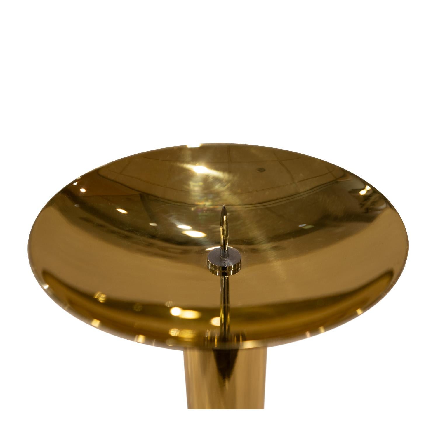 Americano Karl Springer Set di 3 portacandele iconici in ottone e cromo 1984 in vendita