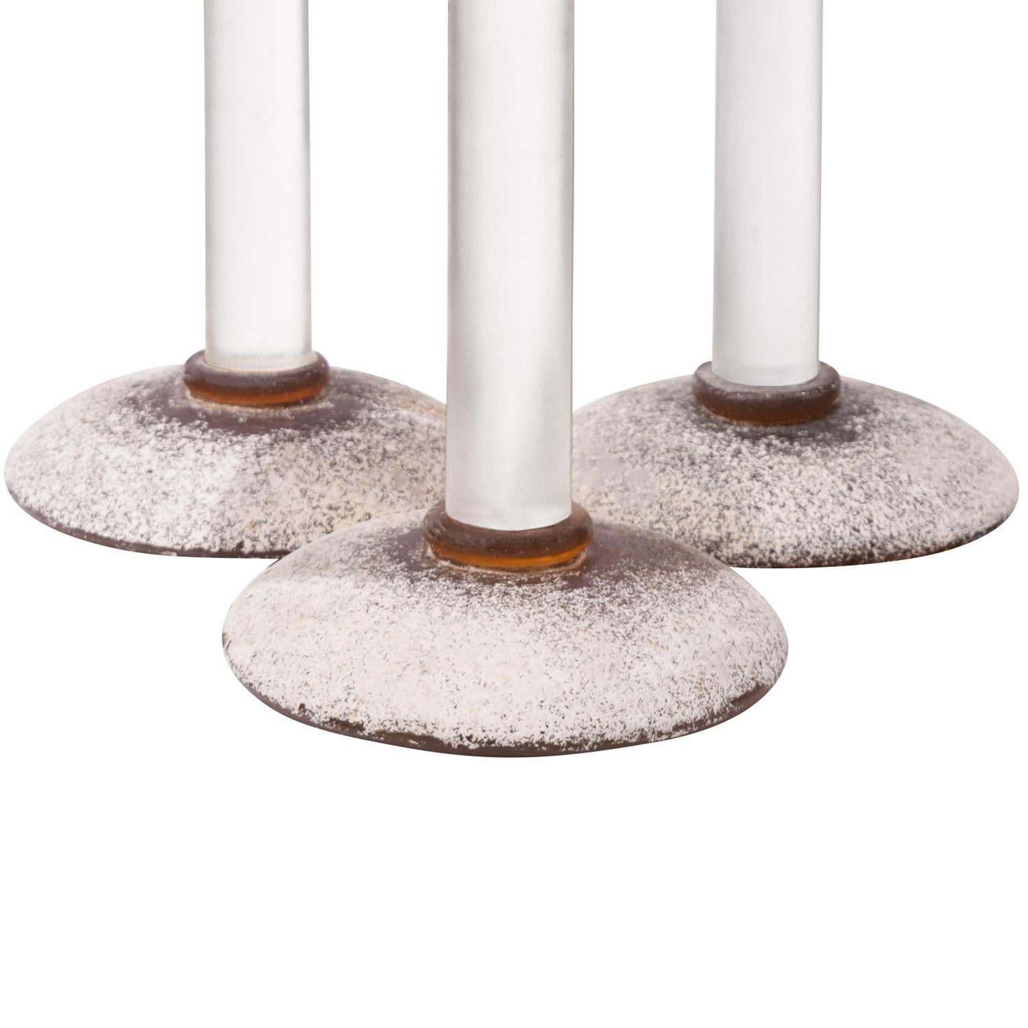 Karl Springer Set of 3 Unique Candle Holders in Lucite, 1980s In Excellent Condition For Sale In New York, NY