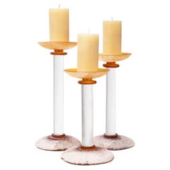 Karl Springer Set of 3 Unique Candle Holders in Lucite, 1980s