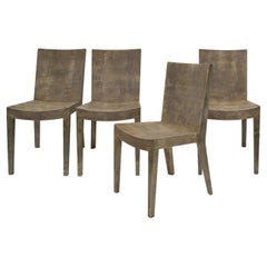 Karl Springer Set of 4 Exceptional "J.M.F. Chairs" in Lacquered Goatskin 1980s