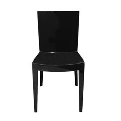 Karl Springer Set of 4 "JMF Chairs" in High Gloss Black Lacquer, 1980s