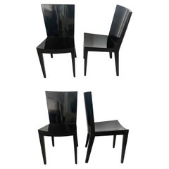 Karl Springer Set of 4 "Jmf Chairs" in High Gloss Black Lacquer, 1980s