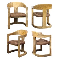 Karl Springer Set of 4 "Onassis Chairs" in Lacquered Goatskin, 1970s