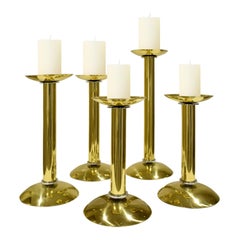 Karl Springer Set of 5 Candleholders in Brass, 1980s