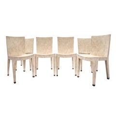 Karl Springer Set of 6 Dining Chairs in Tessellated Fossilized Coral 1980s