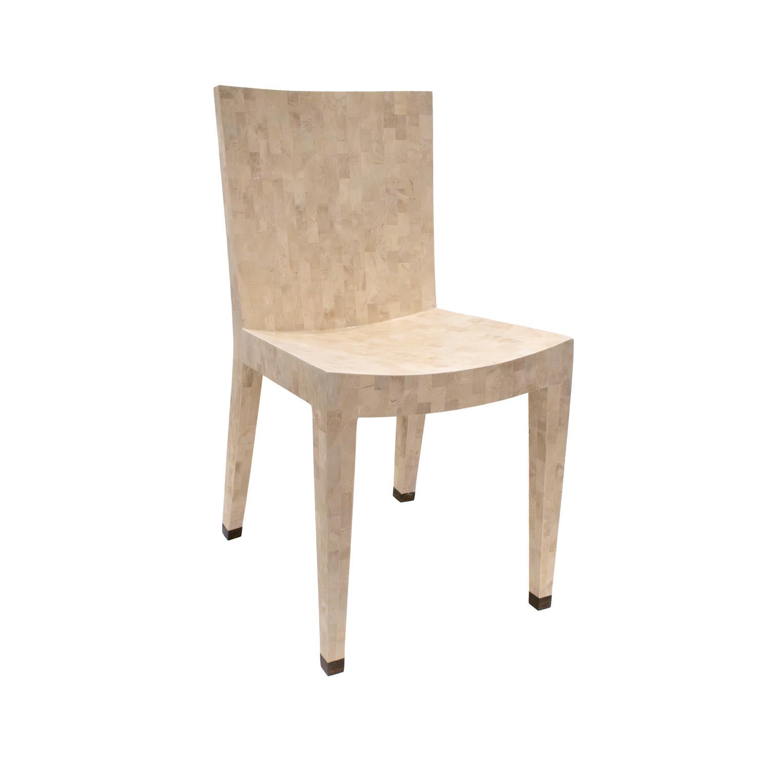 Philippine Karl Springer Set of 6 Dining Chairs in Tessellated Fossilized Coral 1980s