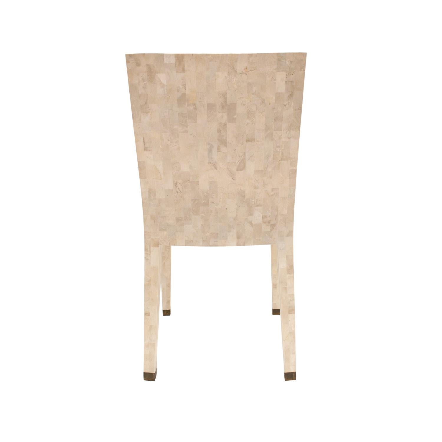 Hand-Crafted Karl Springer Set of 6 Dining Chairs in Tessellated Fossilized Coral 1980s