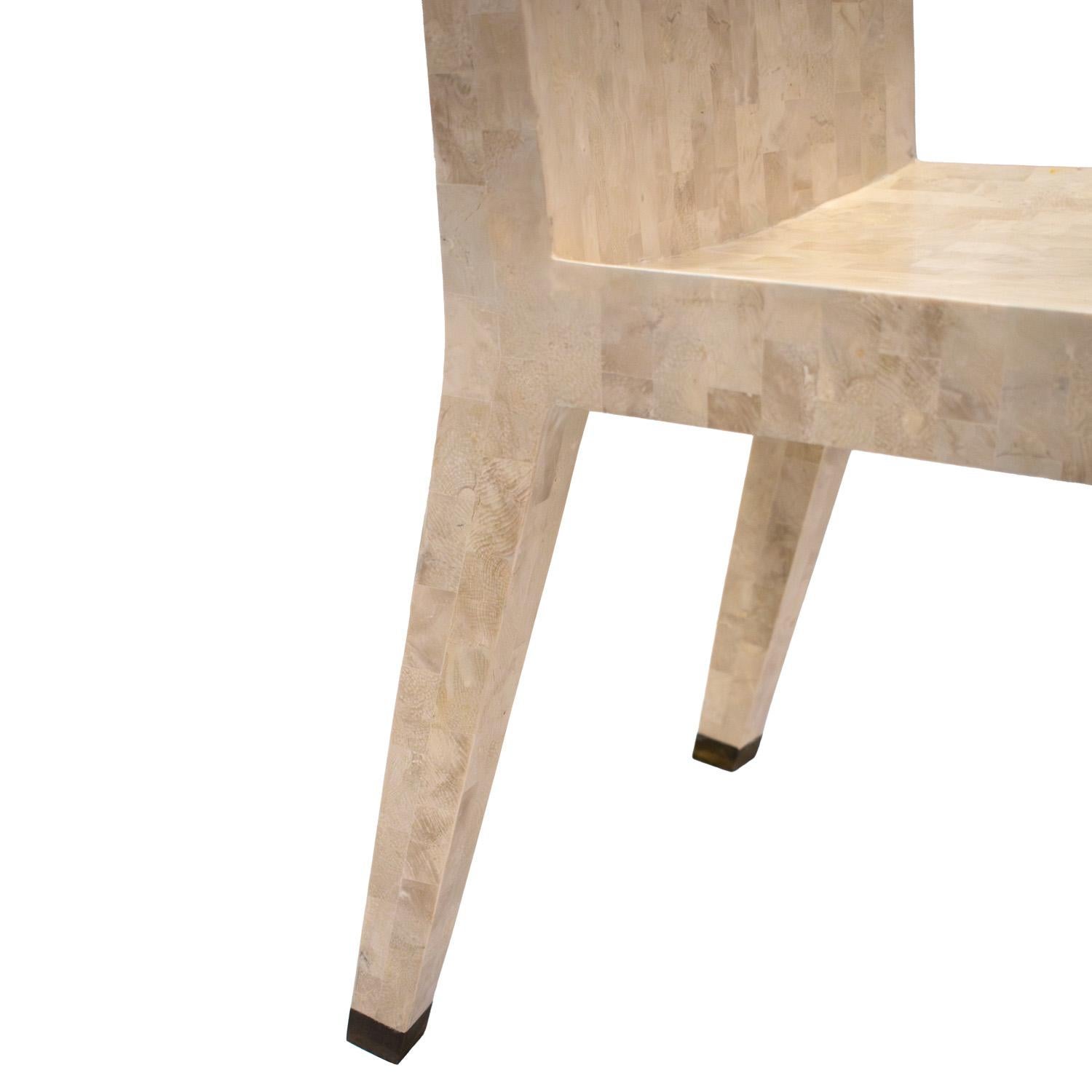 Karl Springer Set of 6 Dining Chairs in Tessellated Fossilized Coral 1980s In Excellent Condition In New York, NY