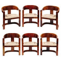 Karl Springer Set of 6 Onassis Chairs in Lacquered Goatskin 1980s