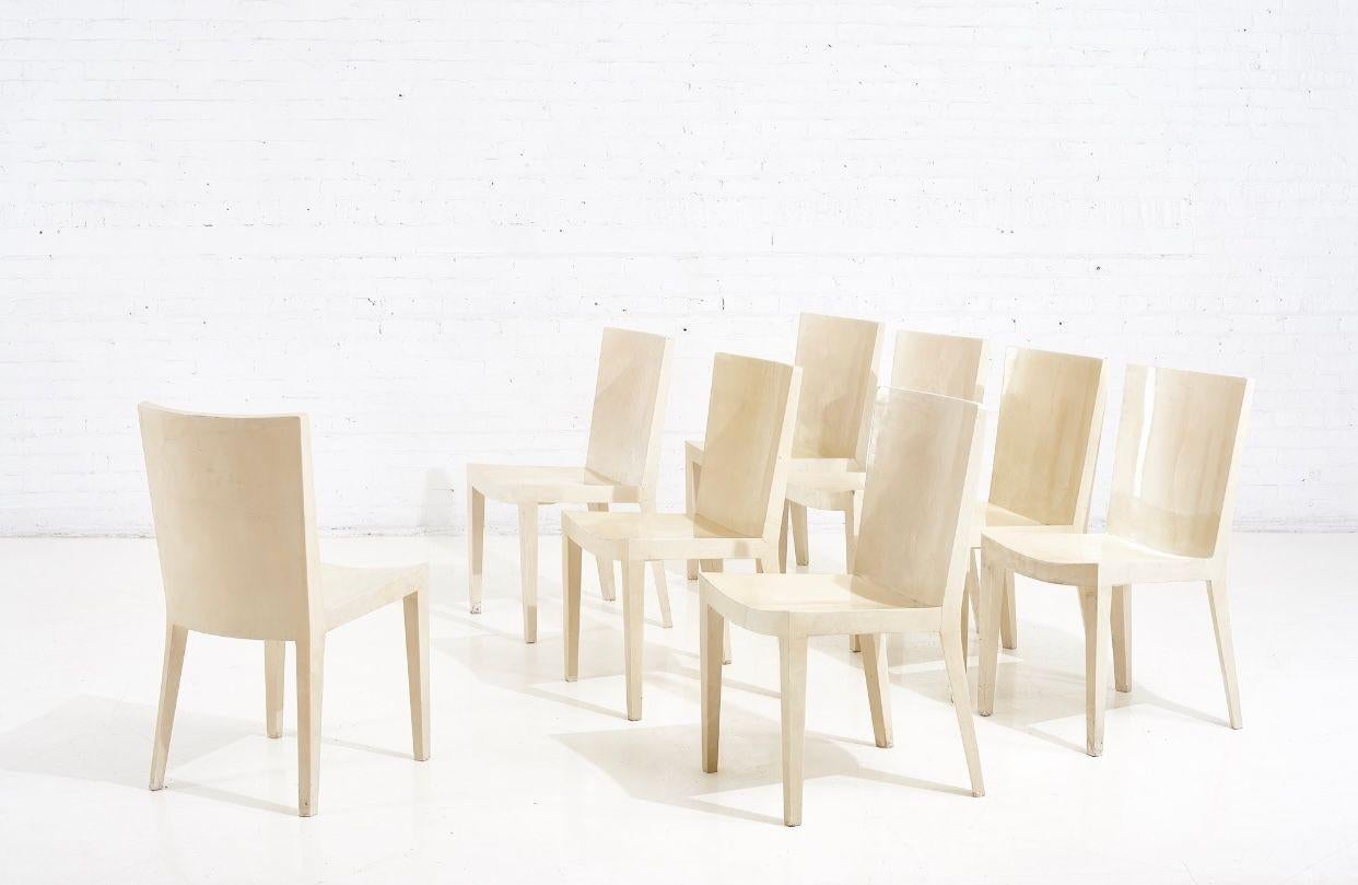 Late 20th Century Karl Springer Set of 8 Goatskin JMF Dining Chairs, 1980