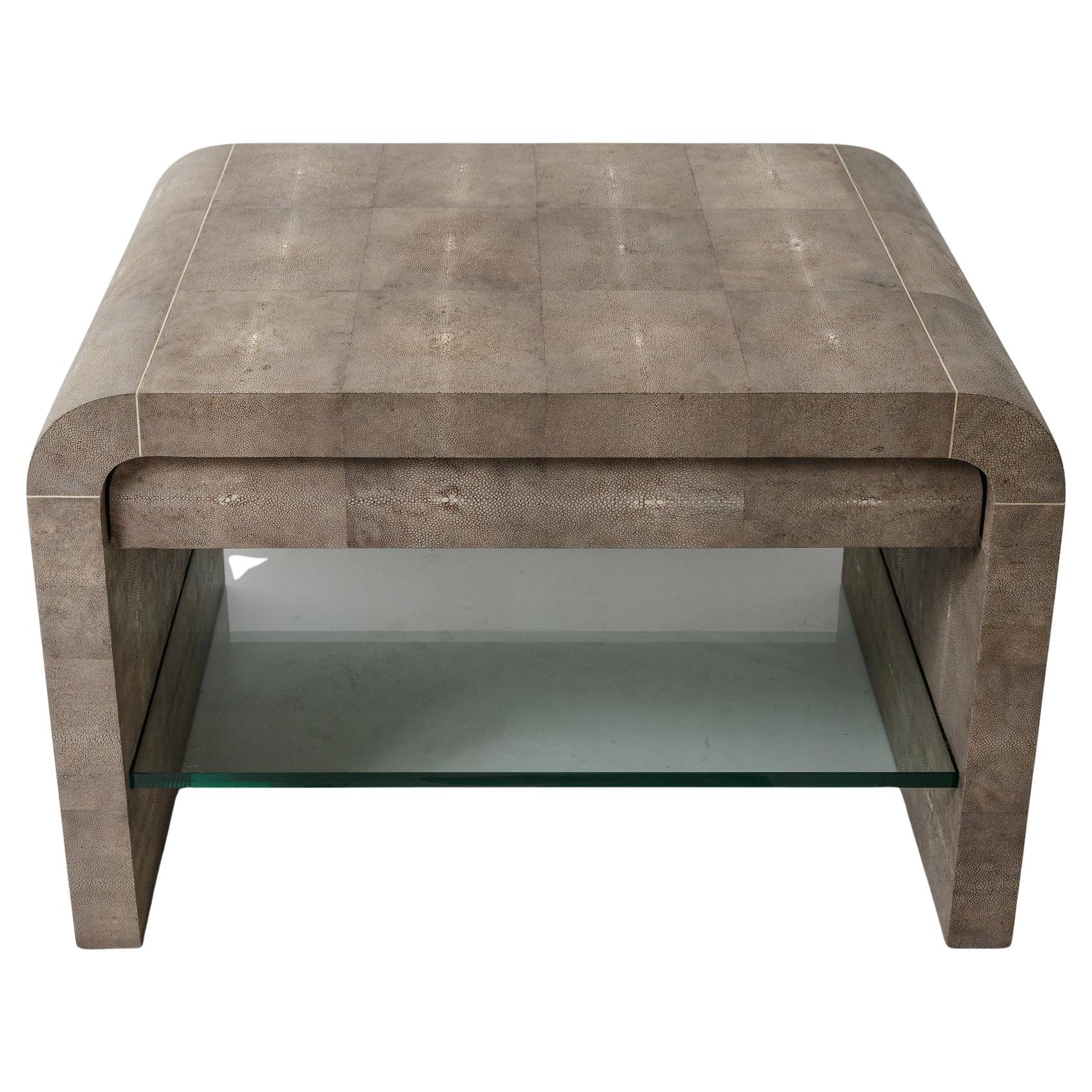 Karl Springer Shagreen End Table With Drawer