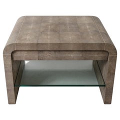 Karl Springer Shagreen End Table With Drawer