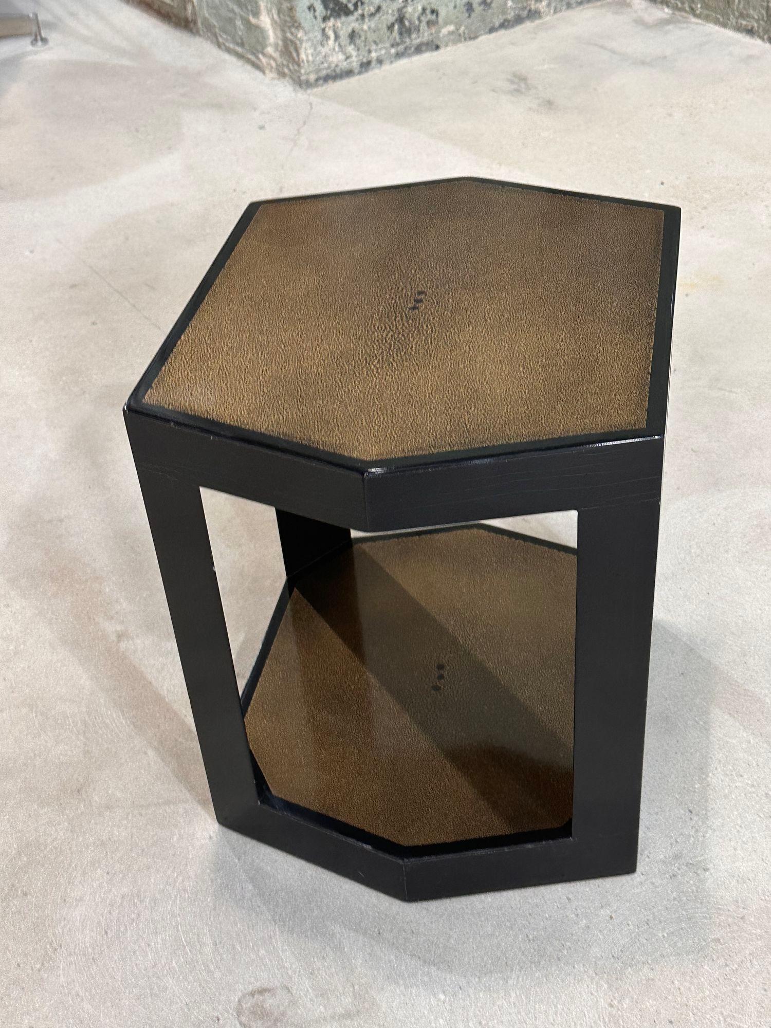 Karl Springer Shagreen Side/End Table, 1980 In Good Condition For Sale In Chicago, IL