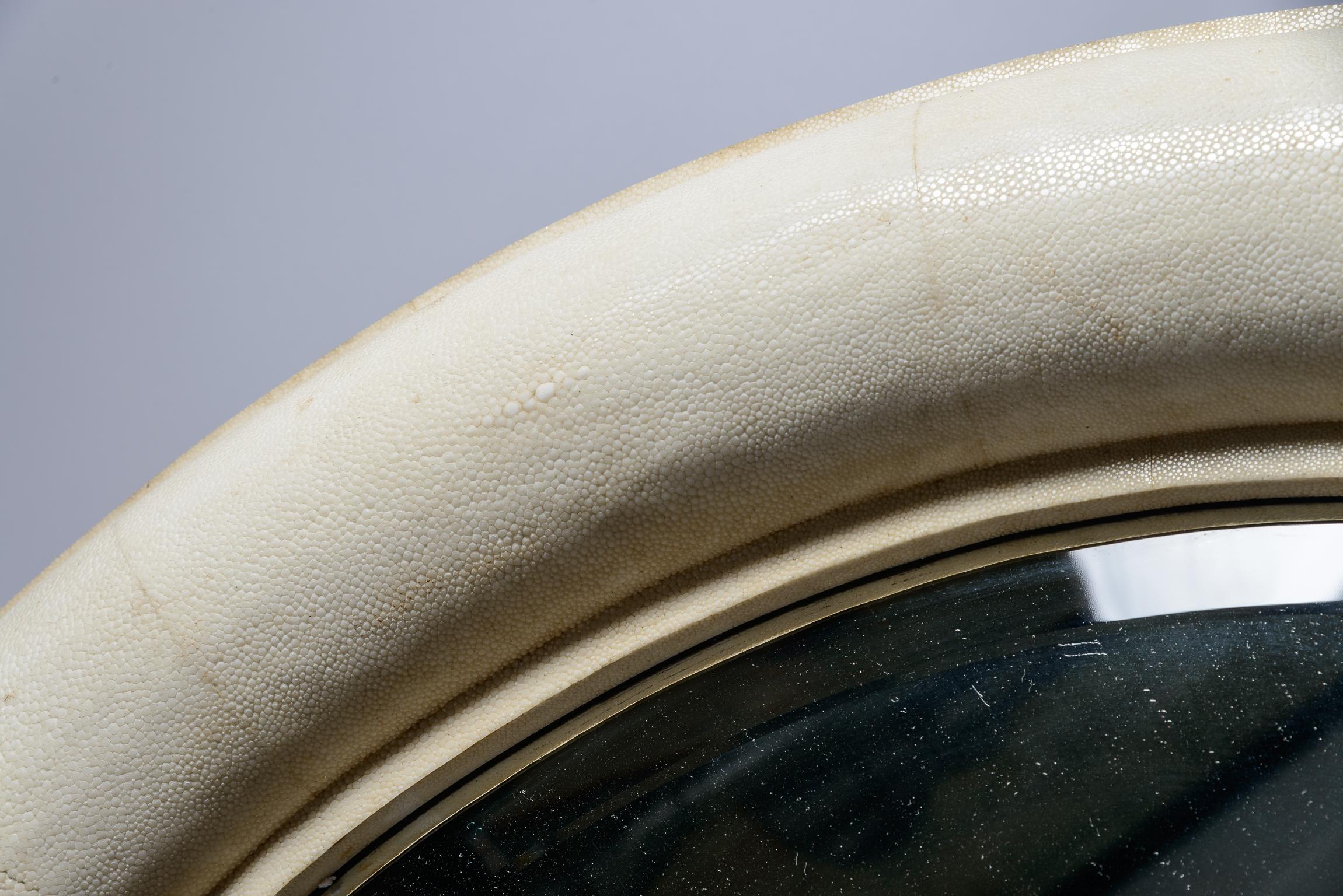 Late 20th Century Karl Springer Shagreen Wall Mirror For Sale
