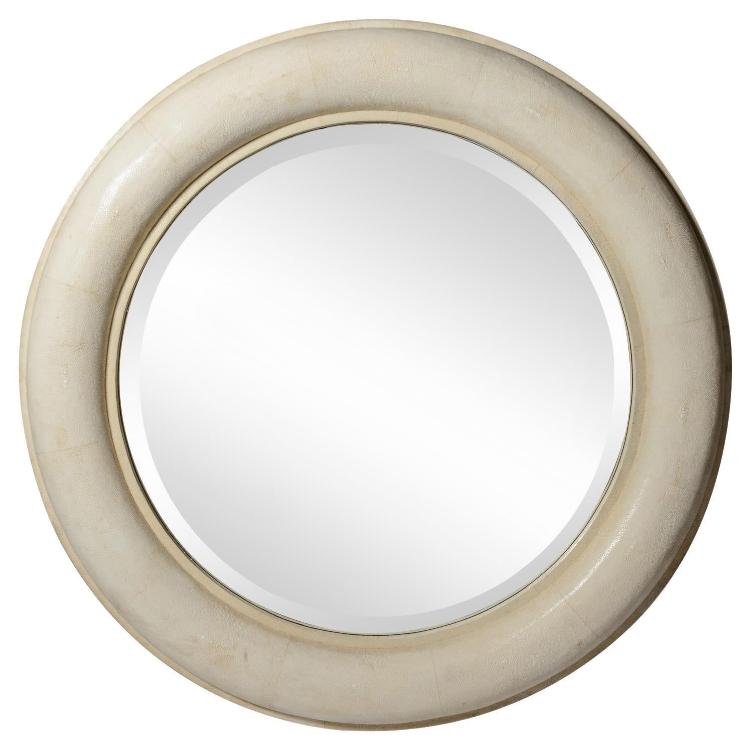 Karl Springer Shagreen Wall Mirror For Sale