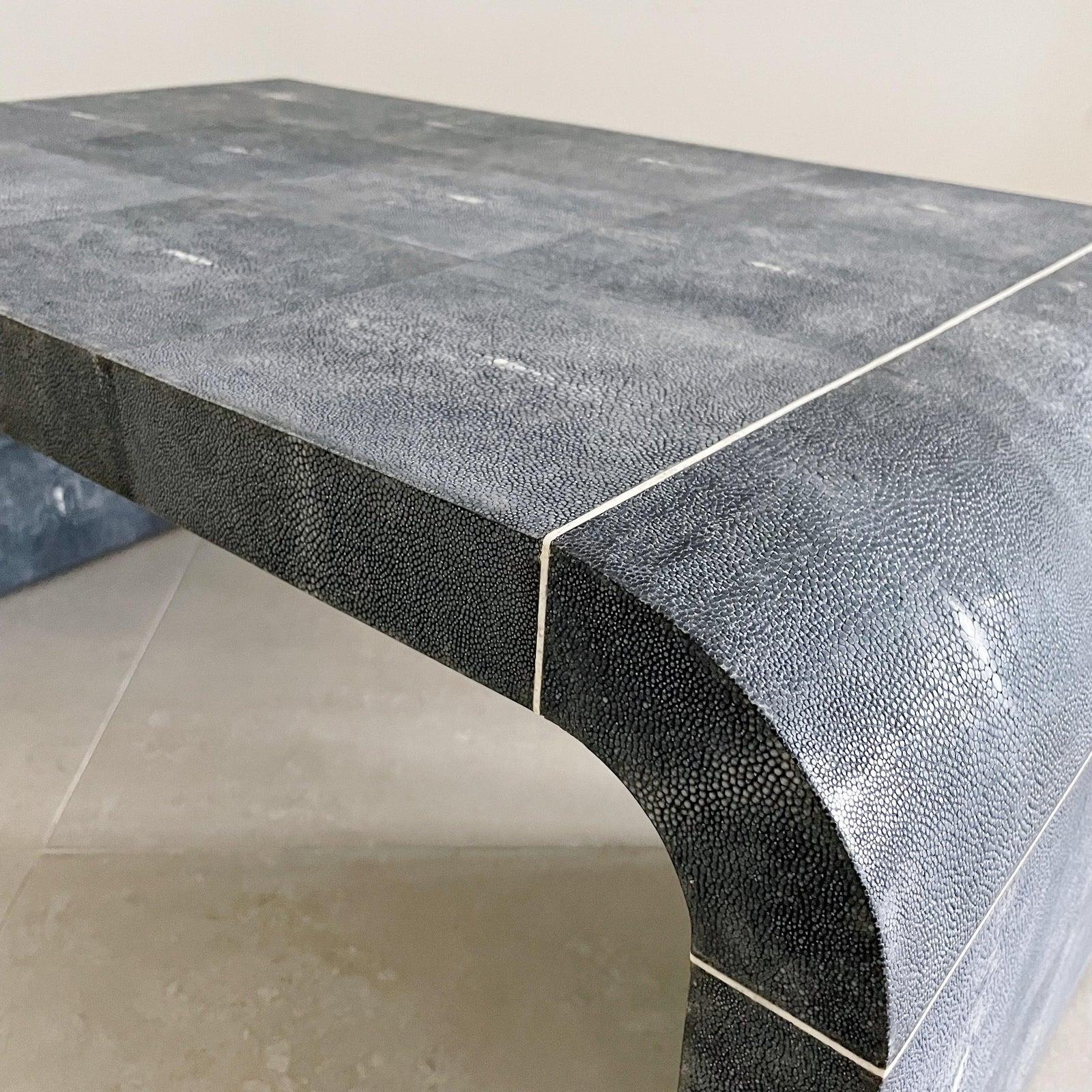 Hand-Crafted Karl Springer Shagreen Waterfall Coffee Occasional Table