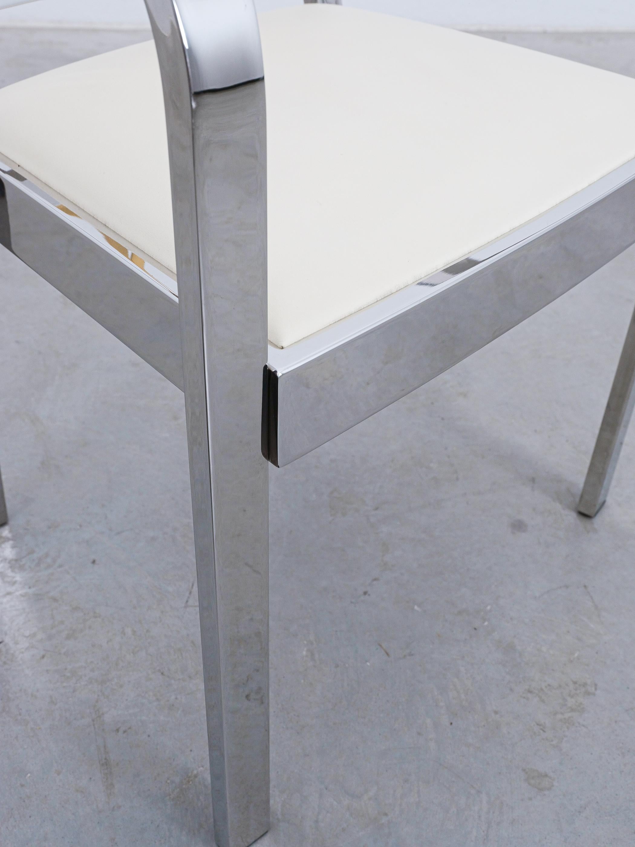 Karl Springer Side Chair Chrome Brass Leather, 1970 For Sale 3