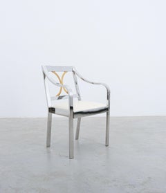 Karl Springer Beistellstuhl aus Chrom-Messingleder, 1970