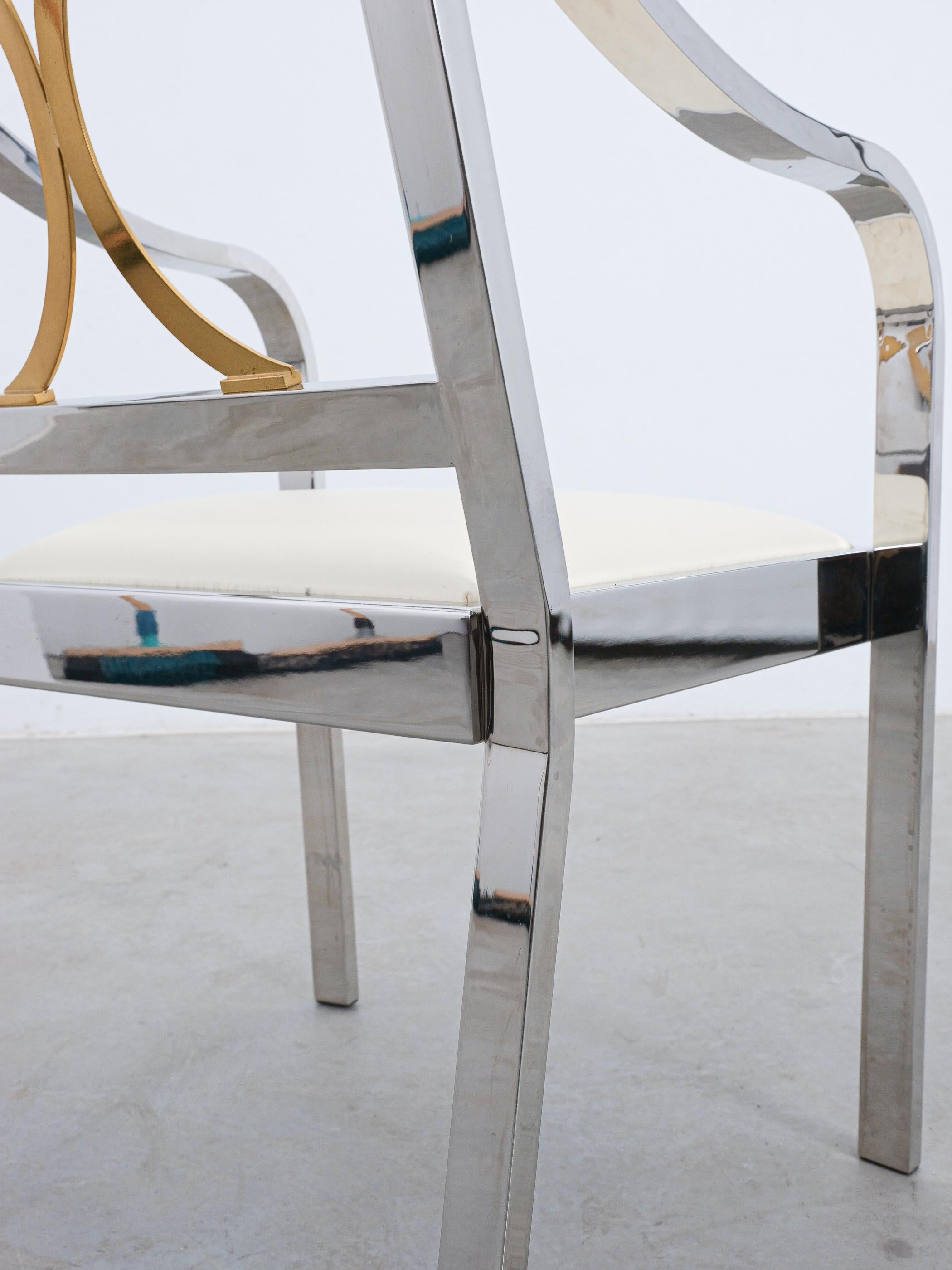 Late 20th Century Karl Springer Side Chair Chrome Brass Leather, 1970 For Sale