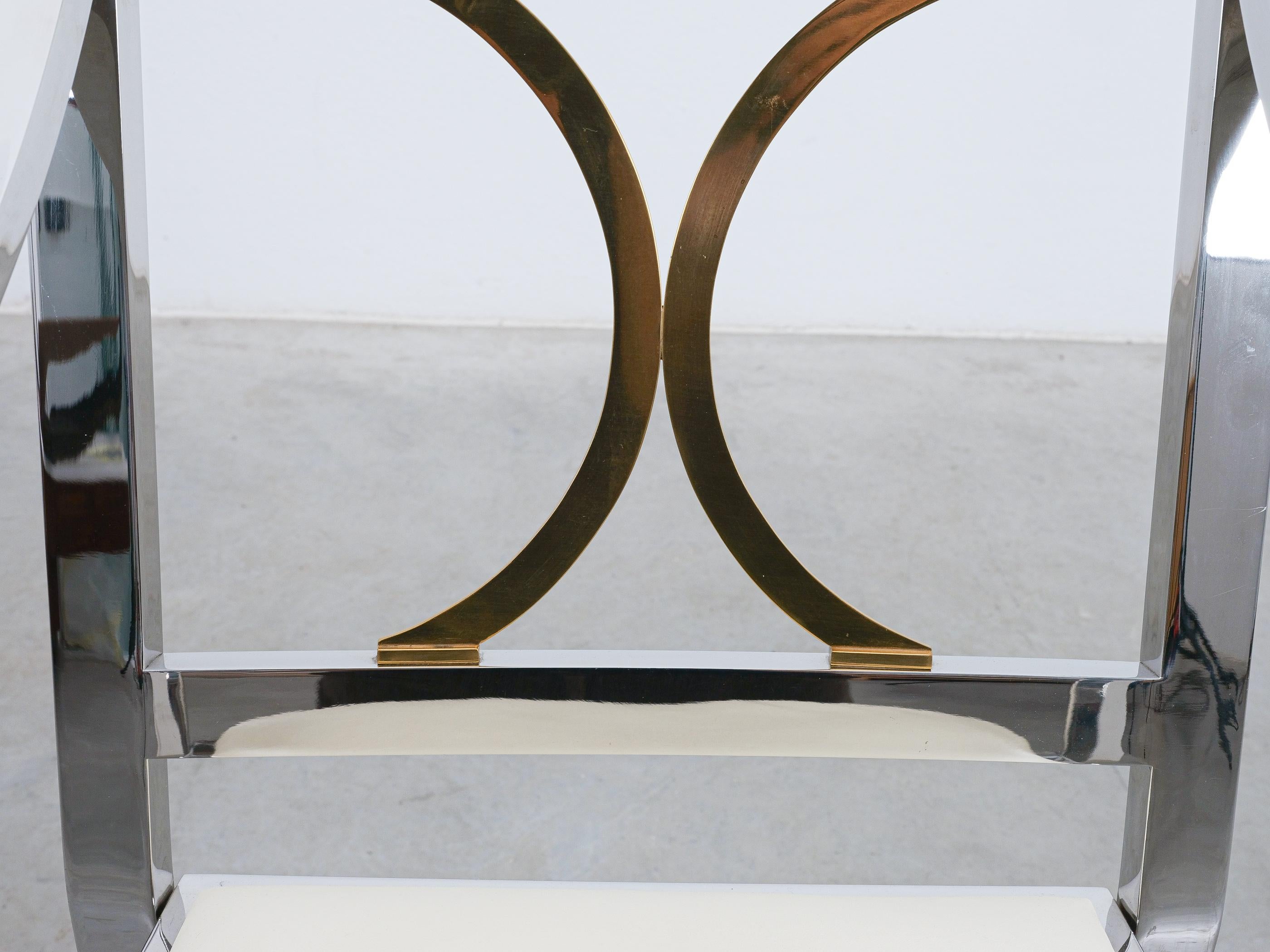 Karl Springer Side Chair Chrome Brass Leather, 1970 For Sale 2