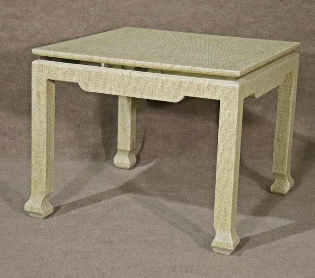 20th Century Grass Cloth Wrapped Side Table For Sale